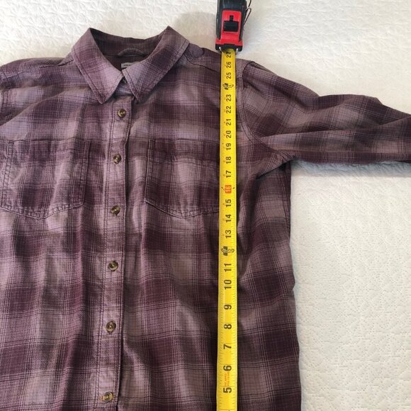 Carhartt Women's Burgundy Plaid Roll Tab Sleeve Button Down Shirt Size L (12/14) - Picture 6 of 7